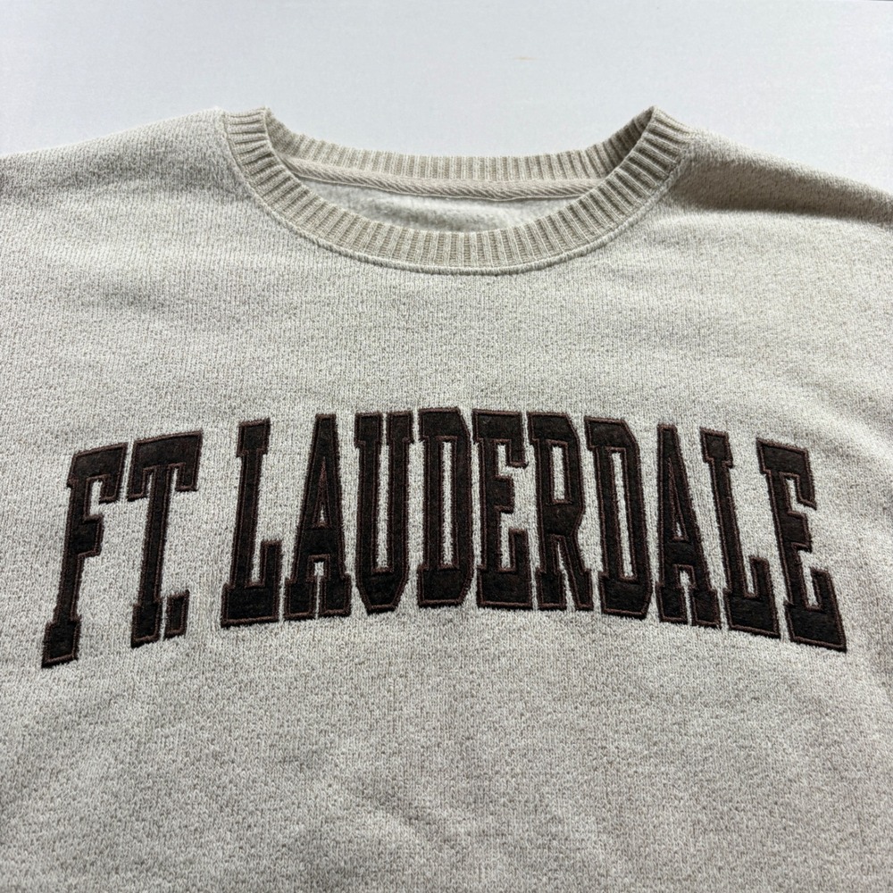 New York Popular Ft Lauderdale Sweatshirt Mens 2XL Oat Brown Fleece Pullover New